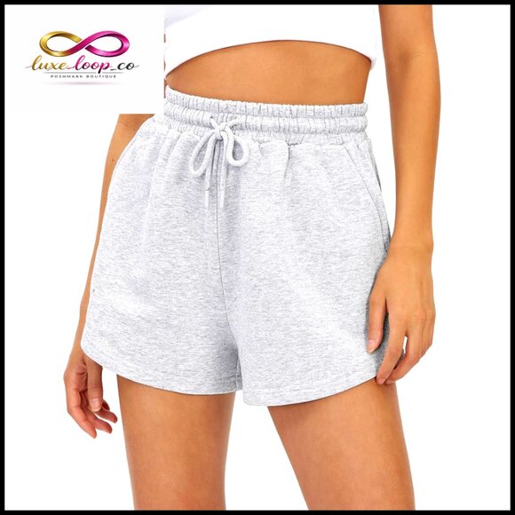 Pants - High Waist Sweat Shorts Loose Fit Lounge Casual Summer Travel Light Exercise